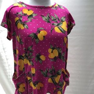 Hot pink lemon polka dot side pocket tunic from Cool Melon Size L